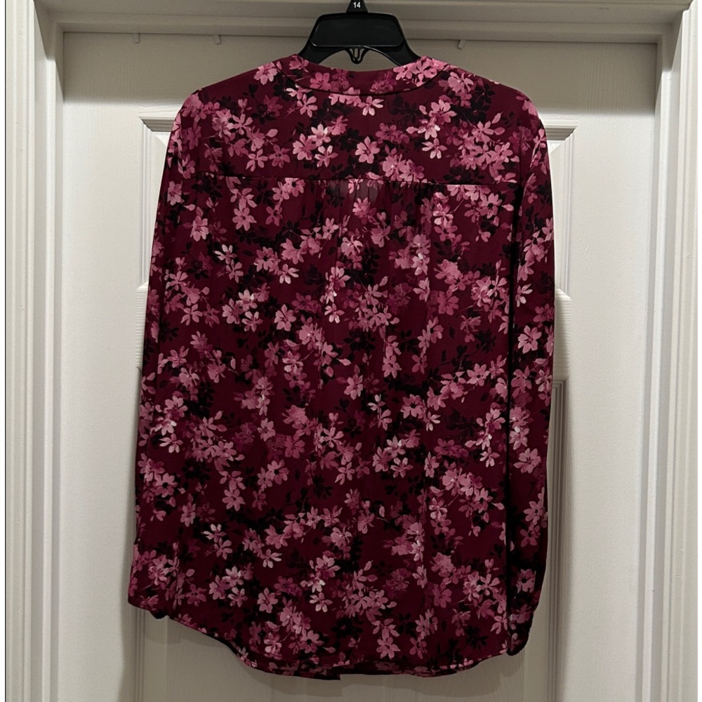 Anne Klein Burgundy Floral Blouse - Picture 4 of 5